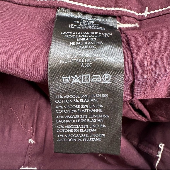 NWT Anthropologie The Colette Cropped Wide Leg Linen Pants Contrast Brown Purple - Picture 10 of 13